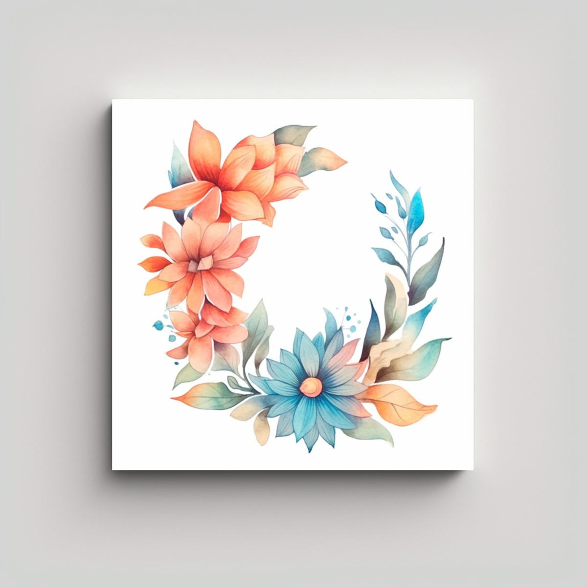ARTE MINIMALISTA FLORAL ACUARELA MODERNA 80X80 CM - 1