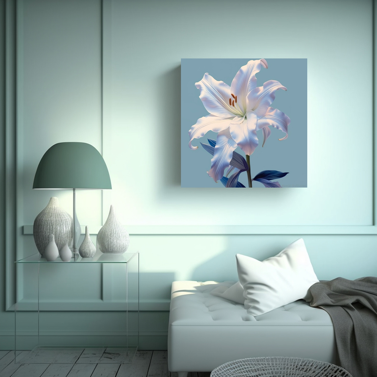 DECORATIVO LIRIO BLANCO EN BASTIDOR ARTE COMEDOR 60X60 CM - 2