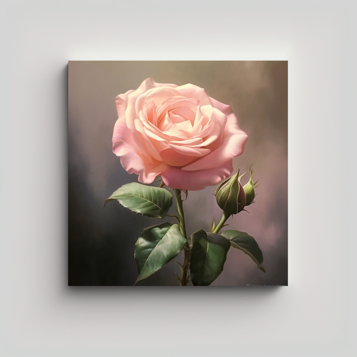 FANTASÍA ROSA LIENZO ÓLEO PATRÓN INTENSO ARTE 40X40 CM - 1
