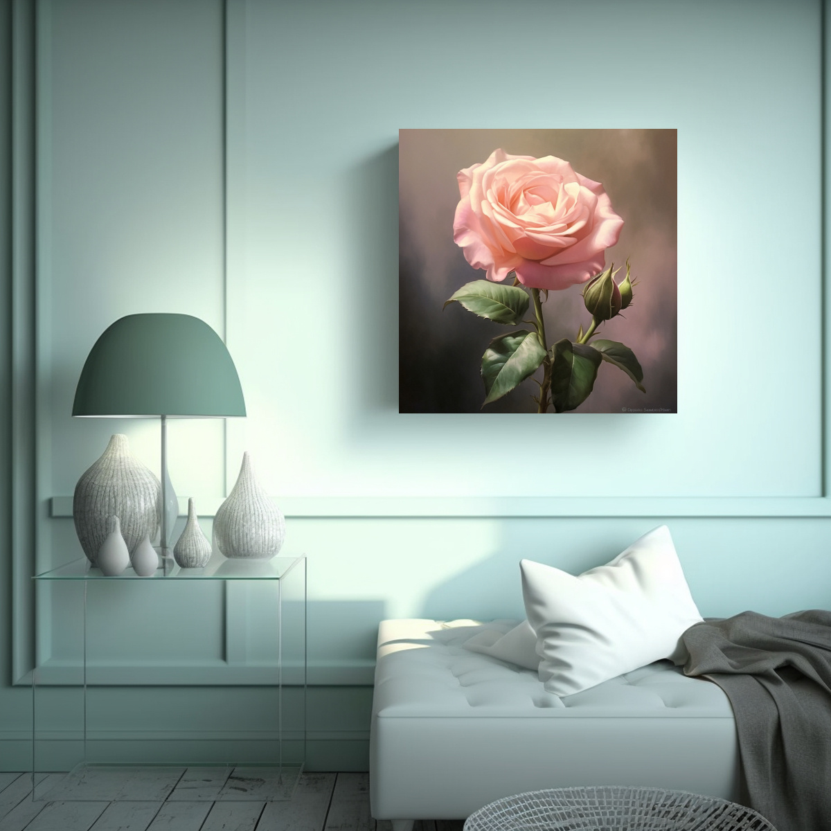FANTASÍA ROSA LIENZO ÓLEO PATRÓN INTENSO ARTE 40X40 CM - 2