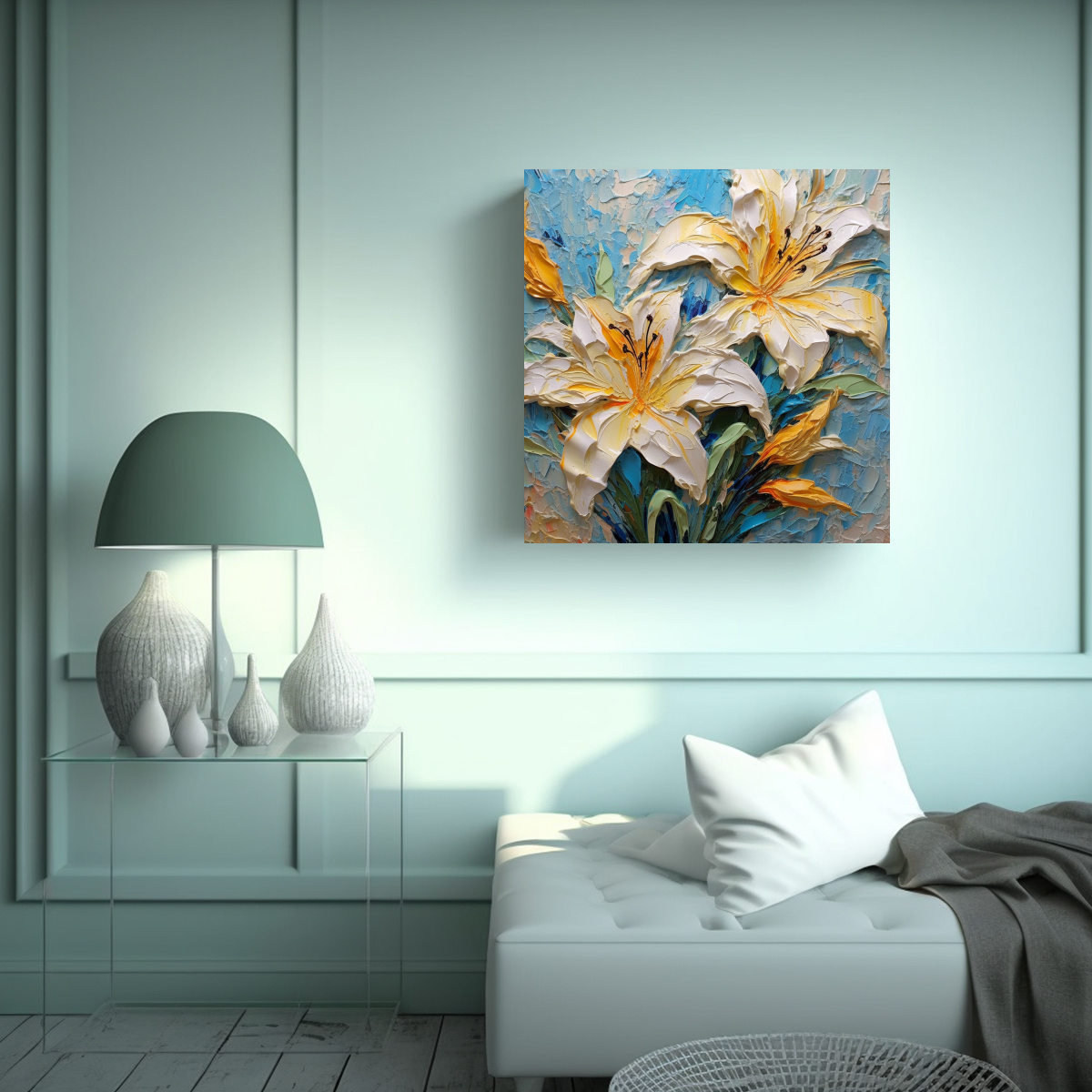 PINTURA DE LIRIOS COLORIDOS EN TELA SUBLIMADA 60X60 CM - 2