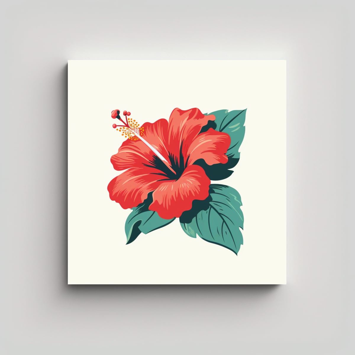 CUADRO VISION ÚNICO FLOR HIBISCO ESTILO PÓSTER 50X50 CM - 1