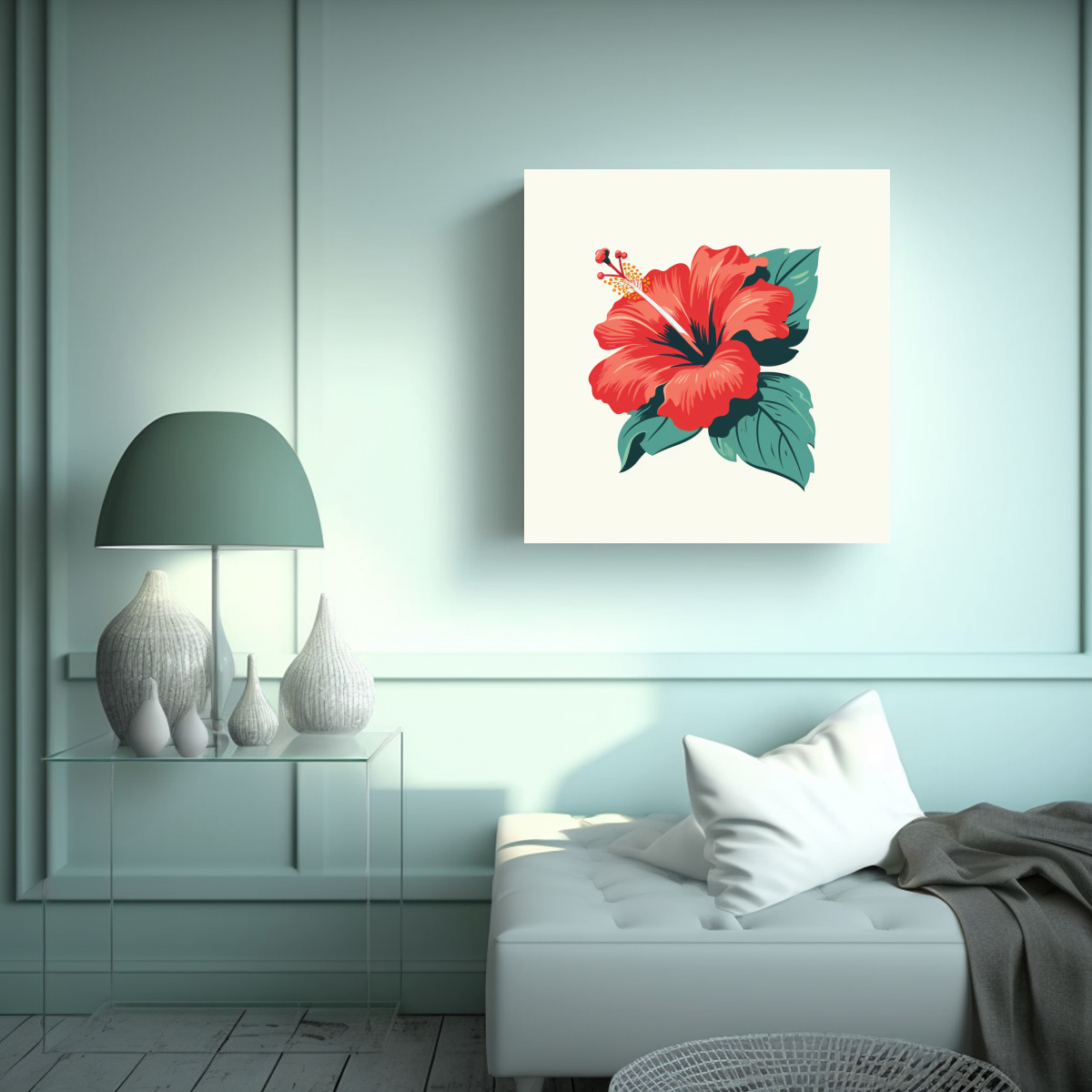 CUADRO VISION ÚNICO FLOR HIBISCO ESTILO PÓSTER 50X50 CM - 2