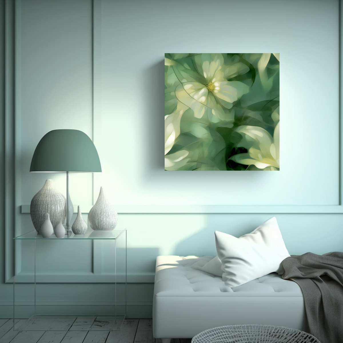 CUADRO ABSTRACTO DIGITAL TRANQUILIDAD EN VERDES 20X20 CM - 2