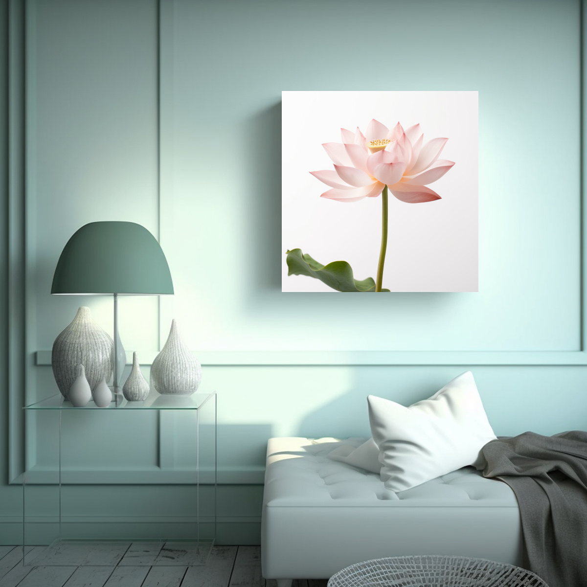 ARTE MINIMALISTA REFINADO DE FLOR DE LOTO EN 60X60 CM - 2
