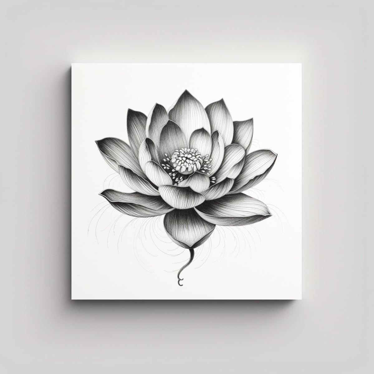 LIENZO ARTESANAL DE FLOR DE LOTO ESTILO TATUAJE 20X20 CM - 1