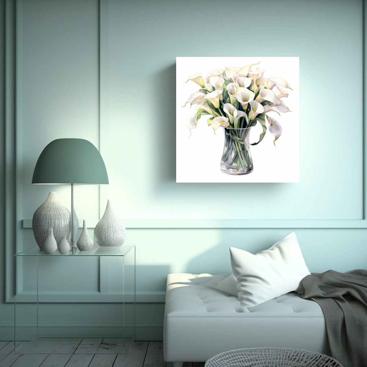 COMPOSICIÓN ELEGANTE DE LIRIOS CALLA EN FLORERO 90X90 CM - 2