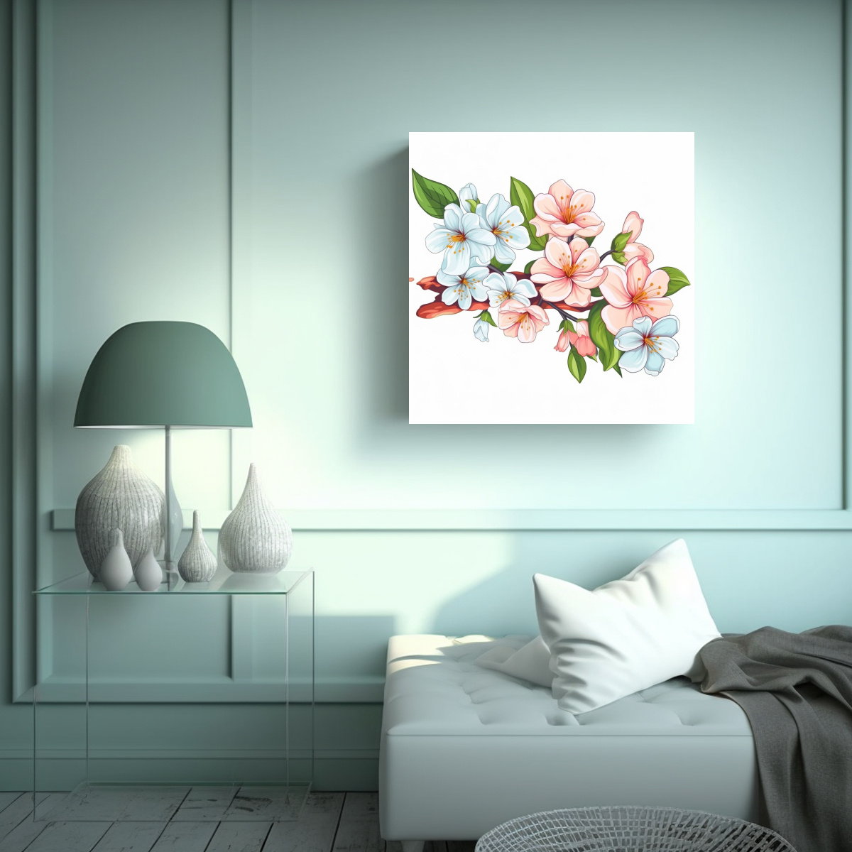 FLOR MINIMALISTA ILUSTRACIÓN ESTILO DIBUJO 90X90 CM - 2