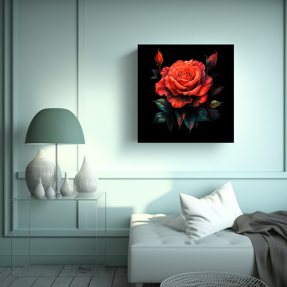 ALI TAYLOR LIENZO CONCEPTUAL ELEGANCIA EN ROJO Y 70X70 CM - 2