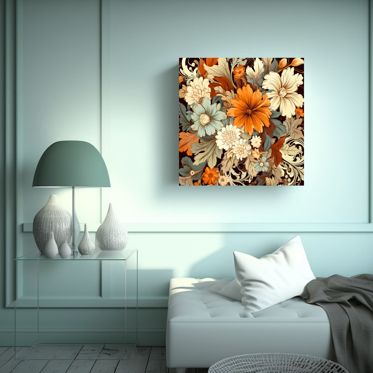 FLORAL VINTAGE ELEGANTE MOTIVO DE FLORES ENVUELTO 70X70 CM - 2