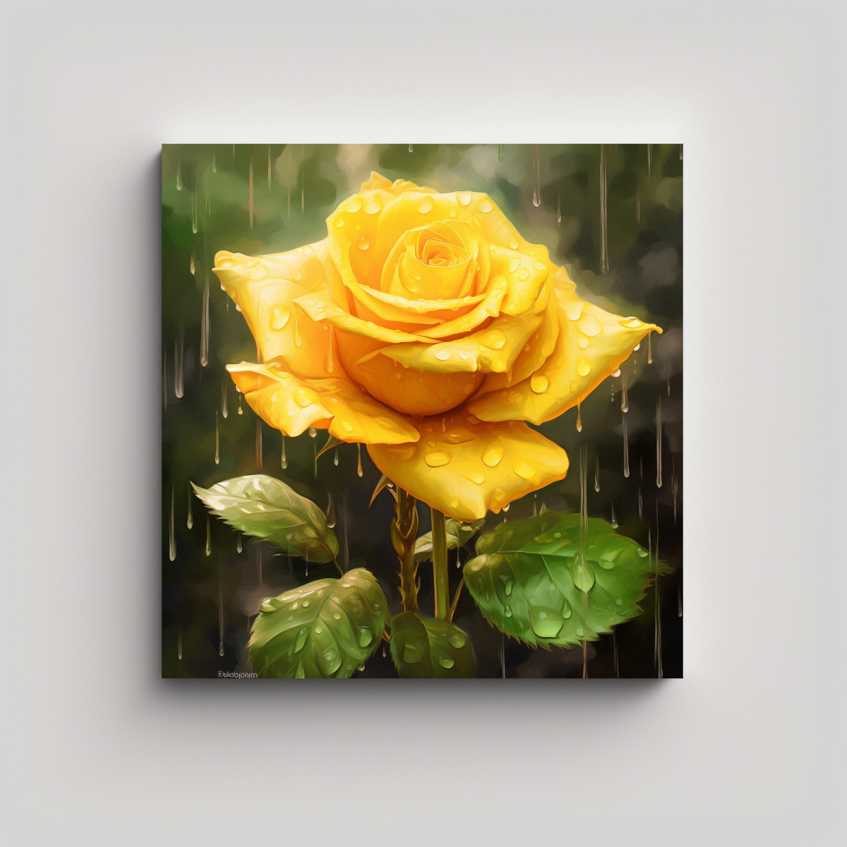 CUADRO CREATIVA BELLEZA MEDIODÍA ROSA AMARILLA 50X50 CM - 1