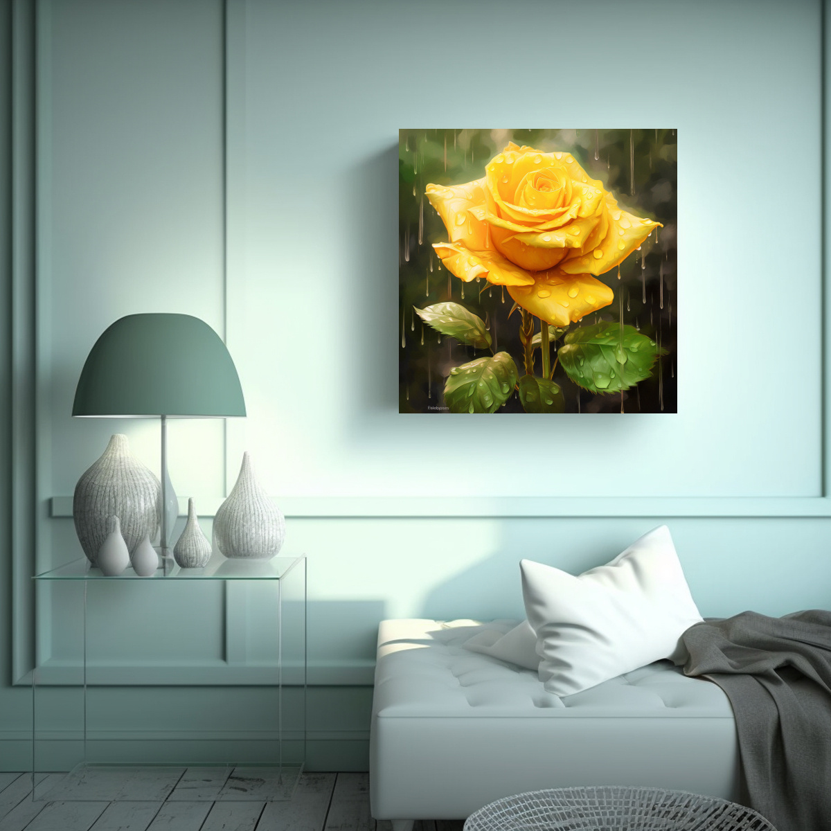 CUADRO CREATIVA BELLEZA MEDIODÍA ROSA AMARILLA 50X50 CM - 2