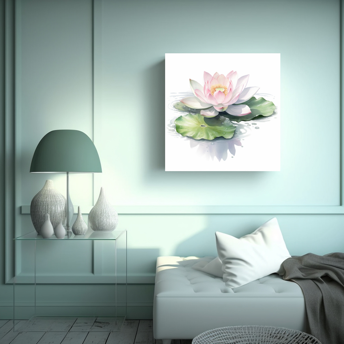ARMONÍA CROMÁTICA CUADRO LOTUS EN AGUA ESTUDIO 60X60 CM - 2