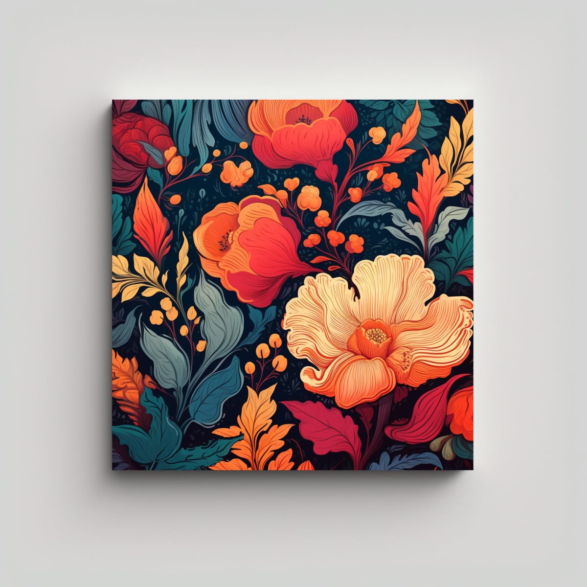 DISEÑO FLORAL SIMÉTRICO MODERNO CANVA PARA 20X20 CM - 1