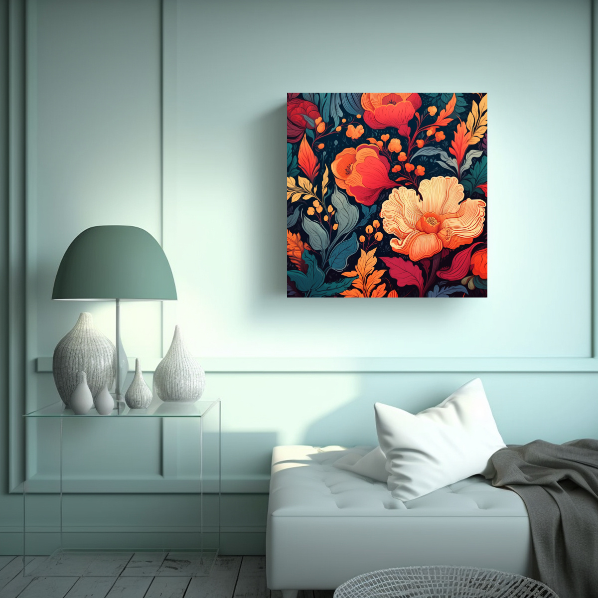 DISEÑO FLORAL SIMÉTRICO MODERNO CANVA PARA 20X20 CM - 2