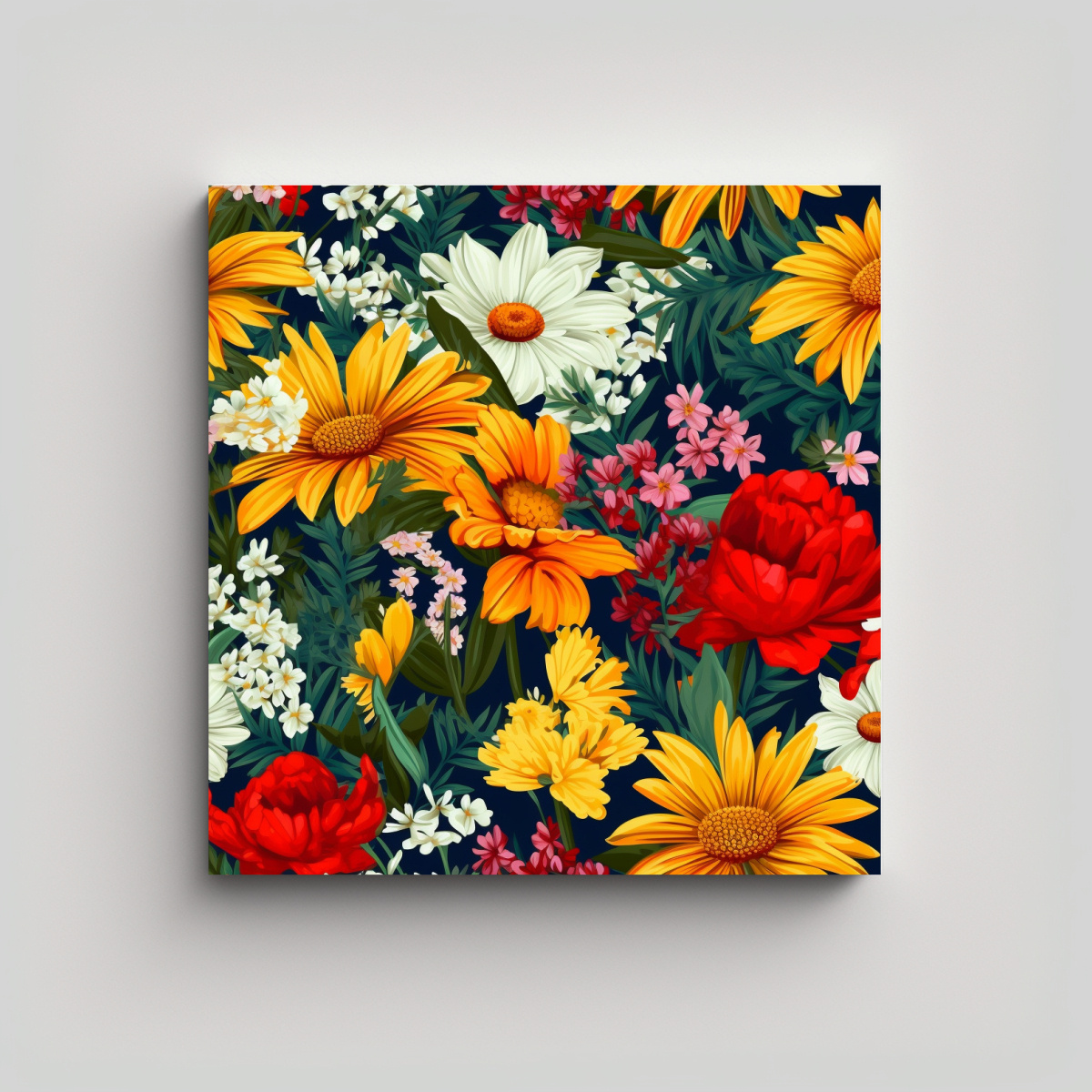 ALEGRÍA CUADRO MODERNOS PATRÓN FLORAL COLORIDO 70X70 CM - 1
