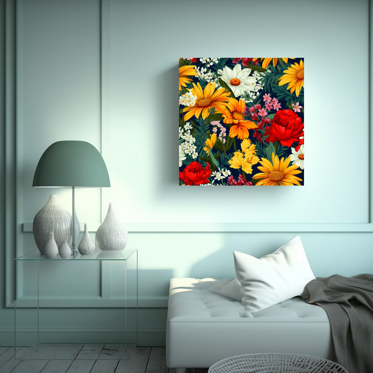 ALEGRÍA CUADRO MODERNOS PATRÓN FLORAL COLORIDO 70X70 CM - 2
