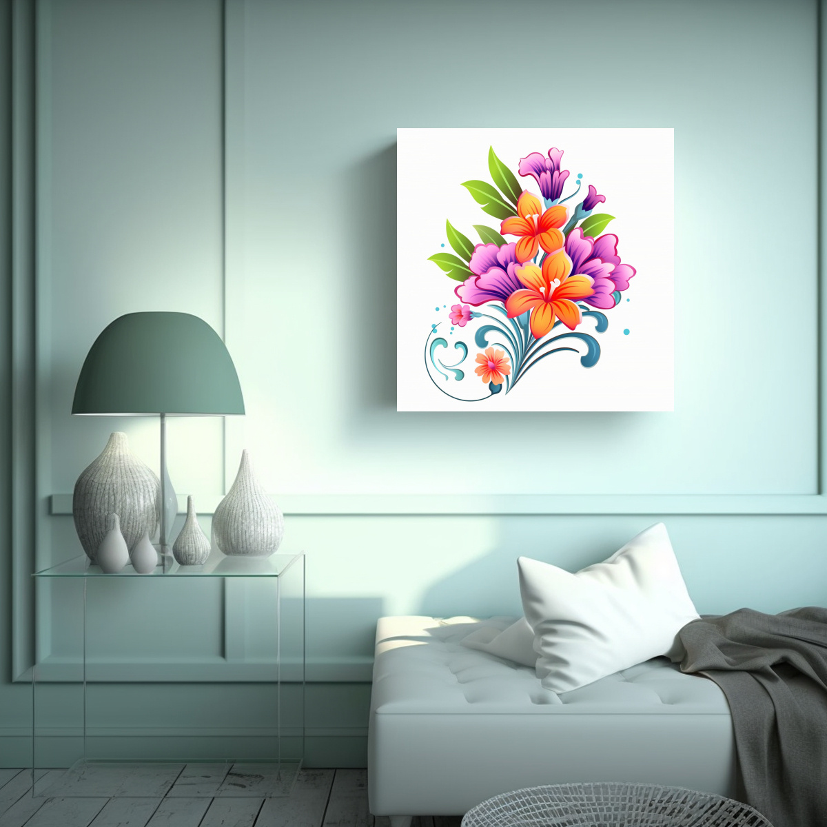 DECORACIÓN DEL HOGAR CON FLORES DE DIBUJOS 80X80 CM - 2