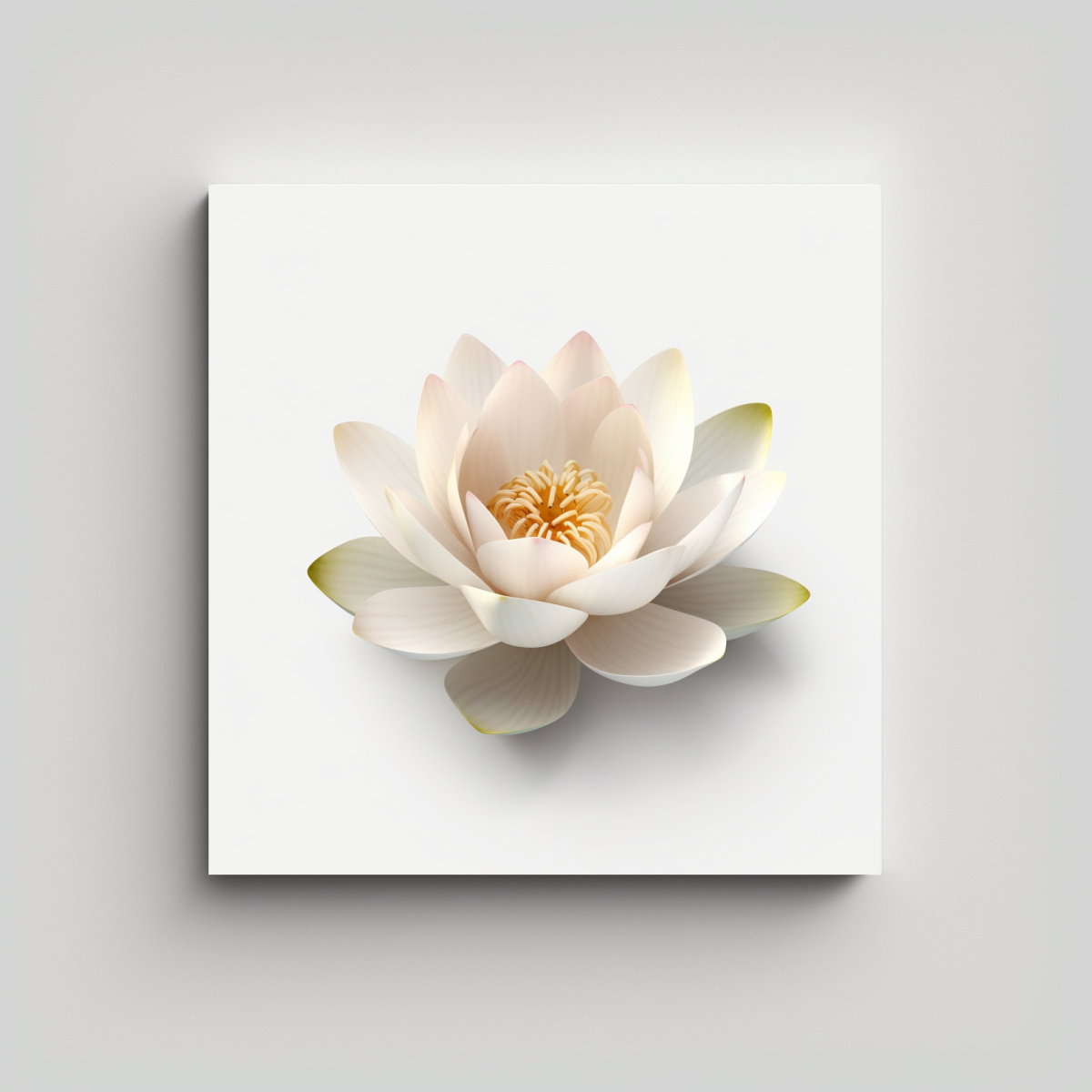 PINTURA DECORATIVA LOTUS FLOWER HD 4K EN BLANCO 90X90 CM - 1
