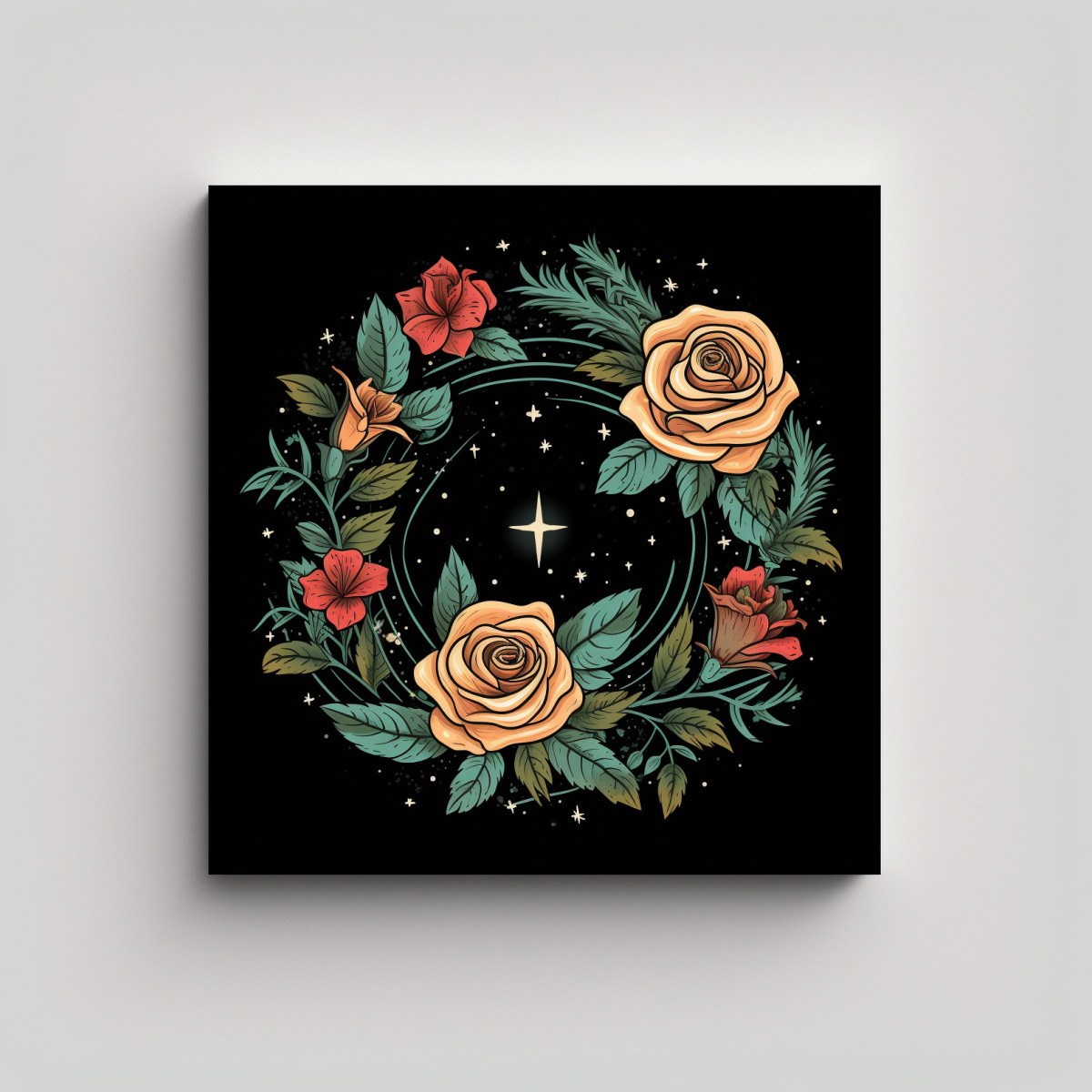 ARTE CONCEPTO SALÓN, DIBUJO DE ROSAS ESTILO 40X40 CM - 1
