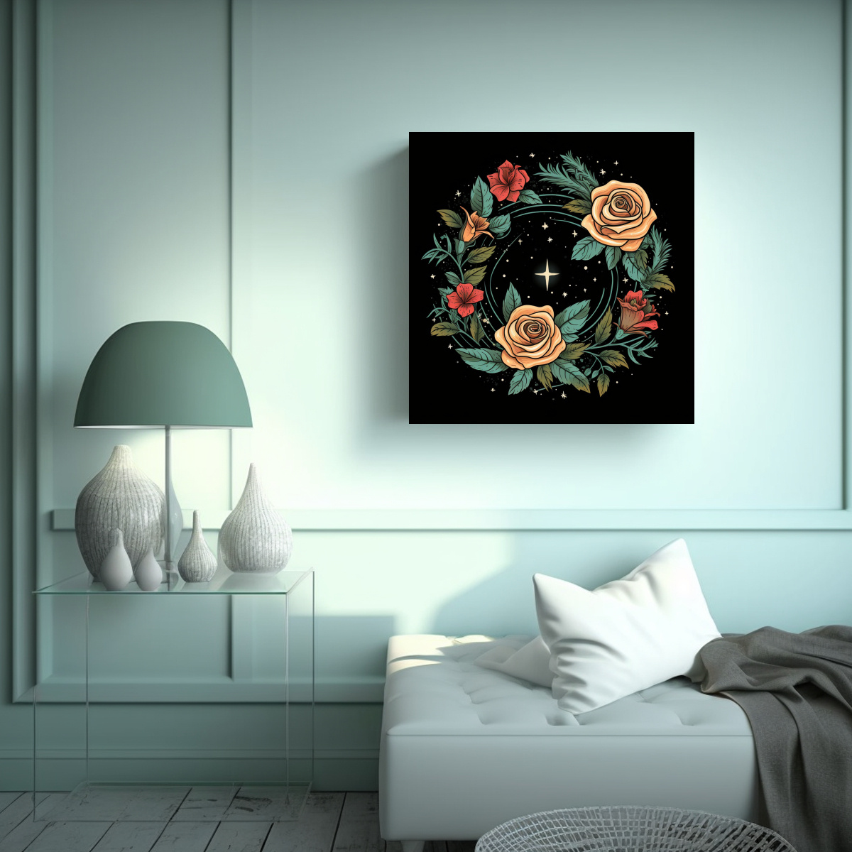 ARTE CONCEPTO SALÓN, DIBUJO DE ROSAS ESTILO 40X40 CM - 2