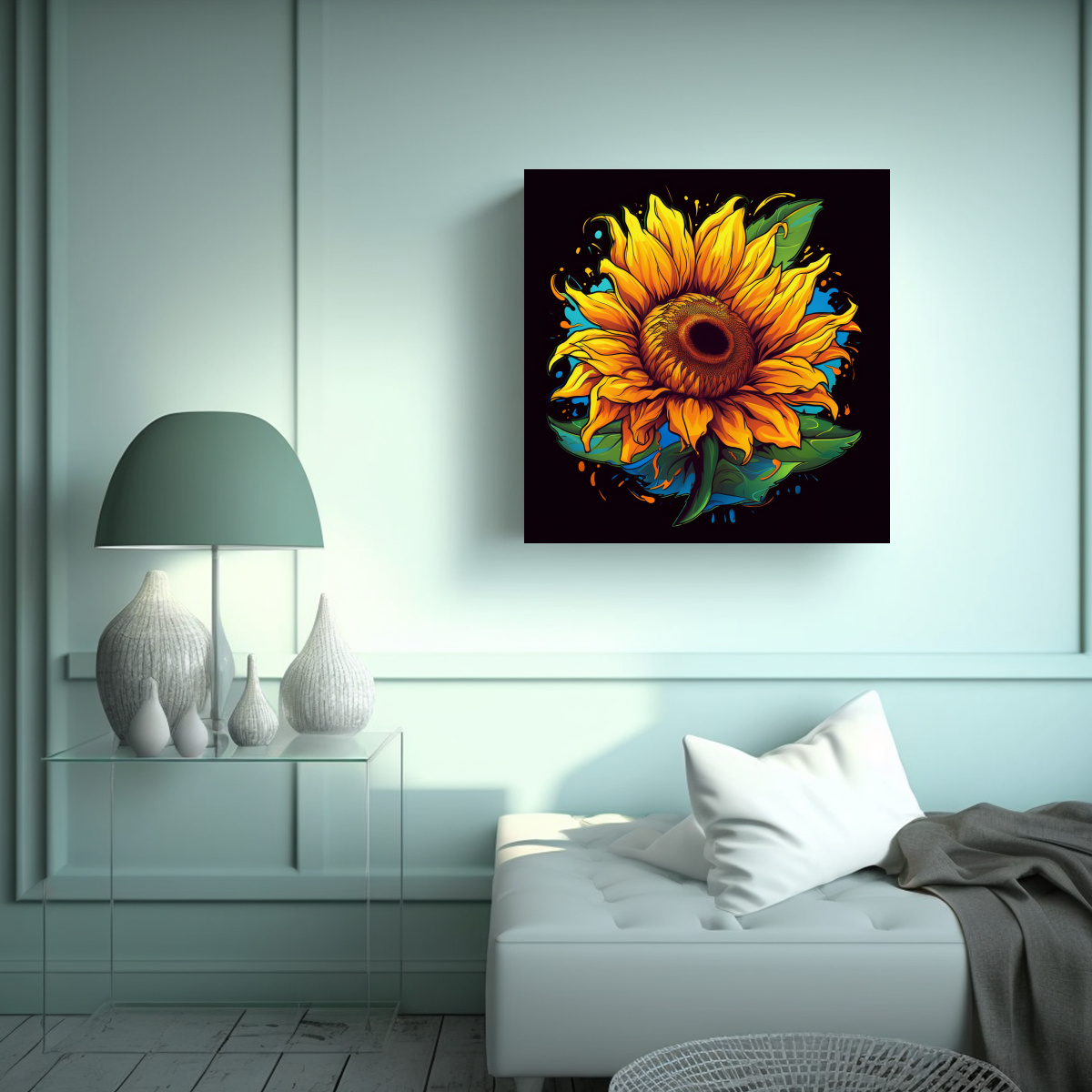 PINTURA CONCEPTUAL MAJESTUOSA DE GIRASOL ESTILO 30X30 CM - 2