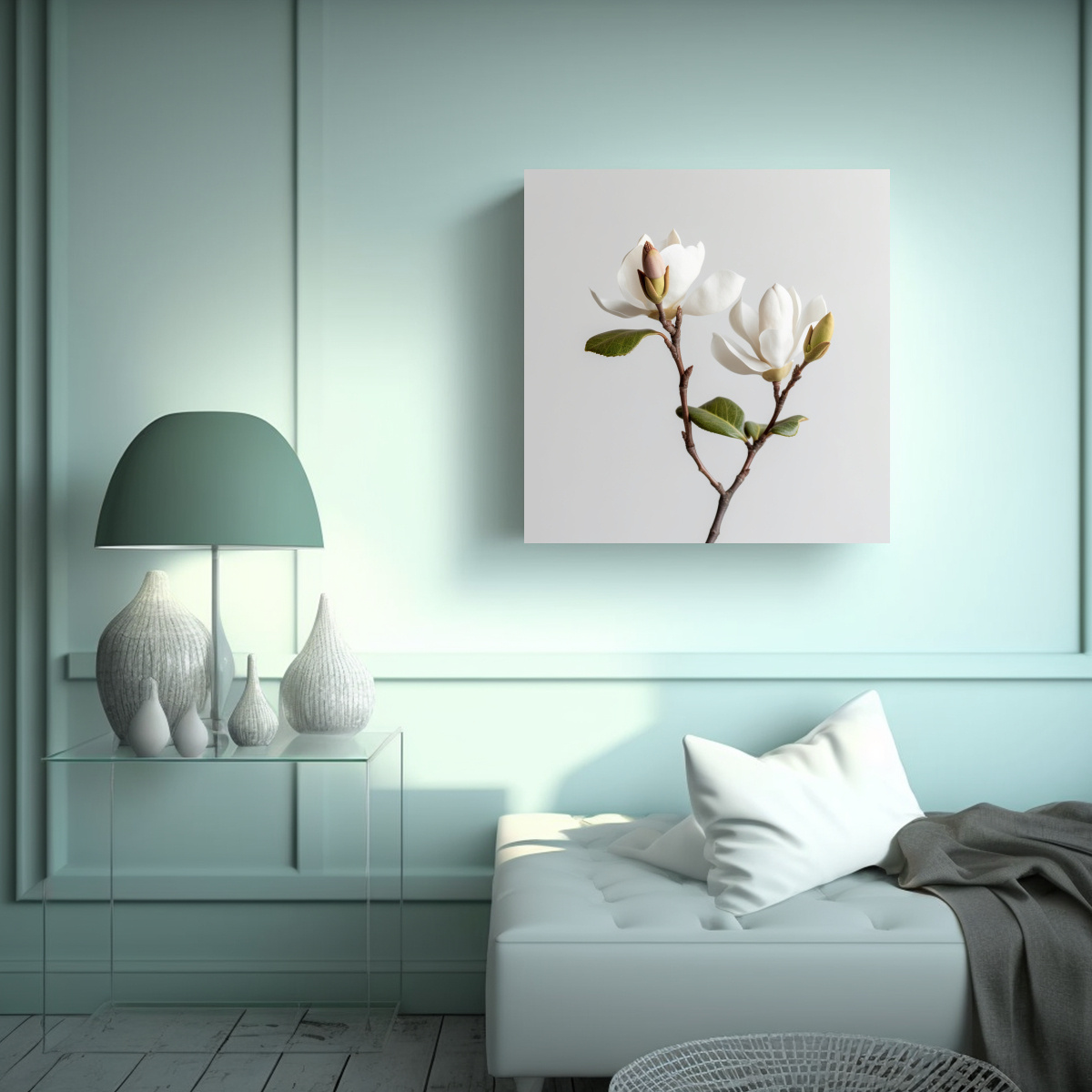 ARTE MÁGICO MAGNOLIA EN BASTIDOR DETALLE EN 40X40 CM - 2