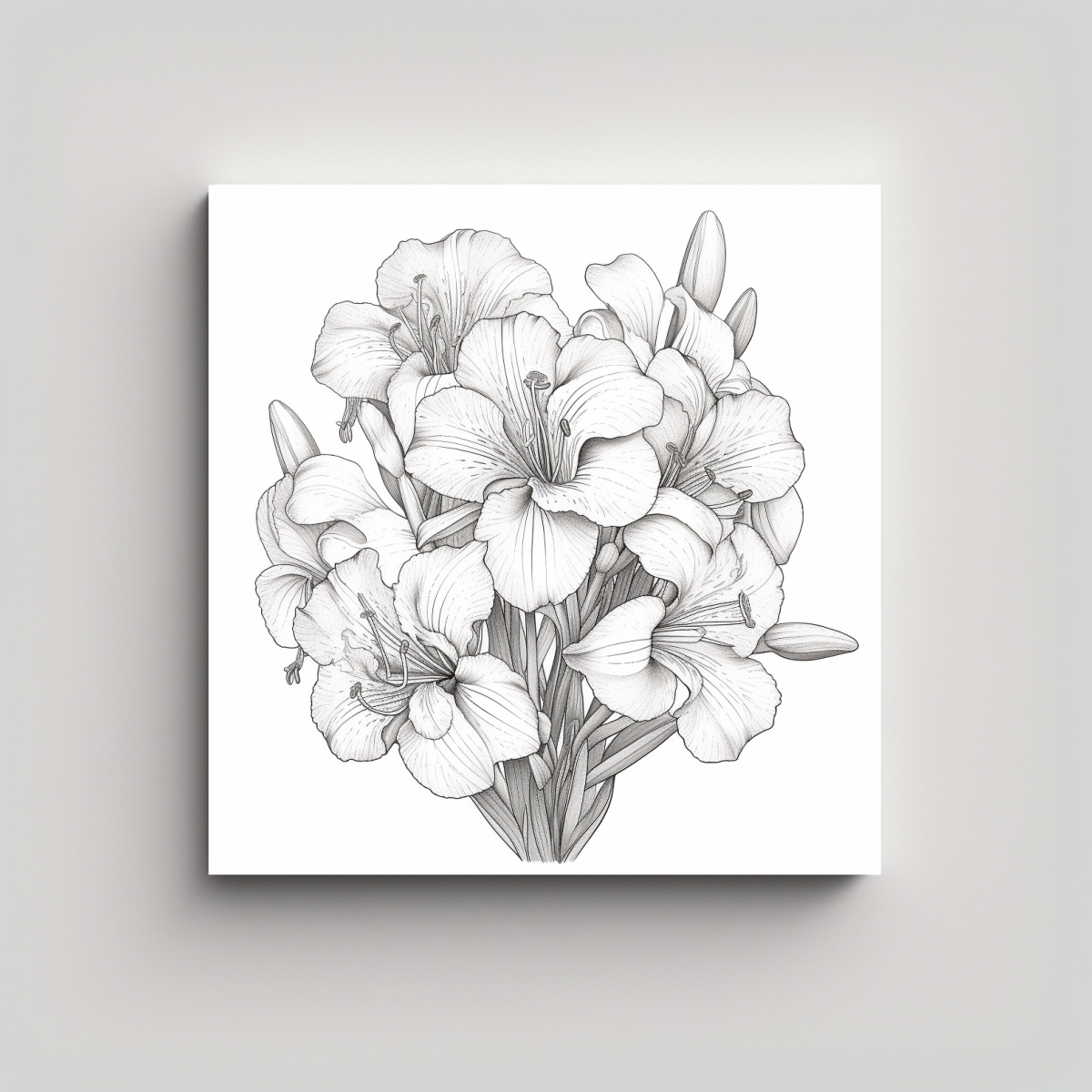 ARTE DE LÍNEA DE FLOR DE ALSTROEMERIAS COLORIDA 30X30 CM - 1