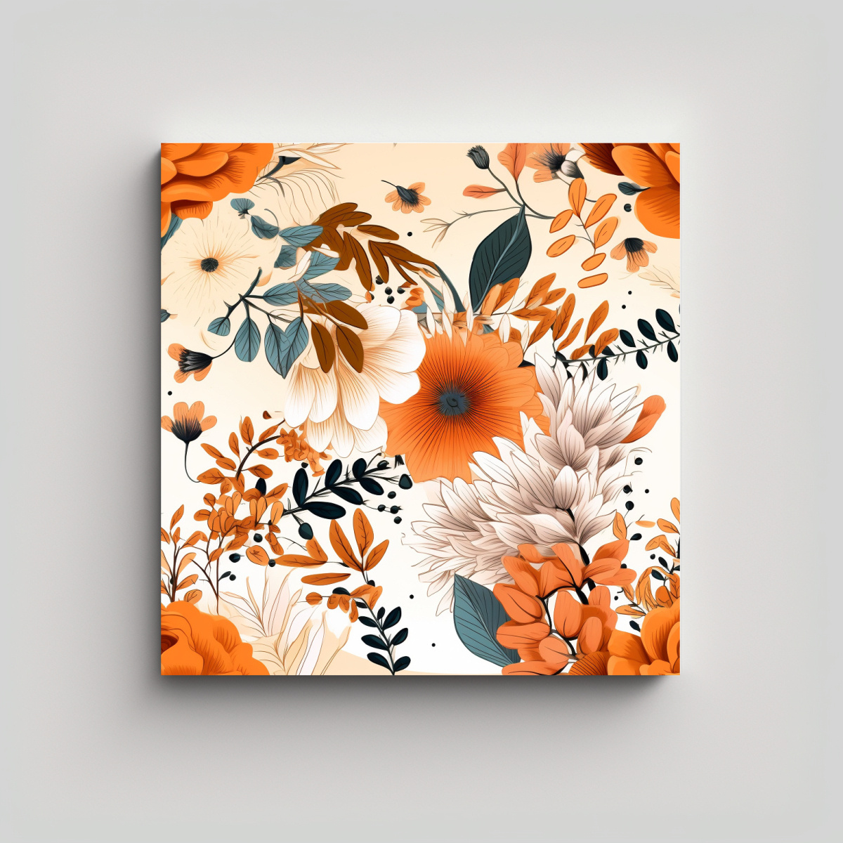 CUADRO DECORATIVO FLORAL BLANCO PROFUNDO VECTOR 60X60 CM - 1