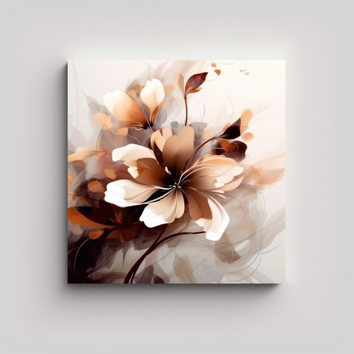 GALERÍA DE ARTE FLORAL MARRÓN SUAVE PARA 70X70 CM - 1