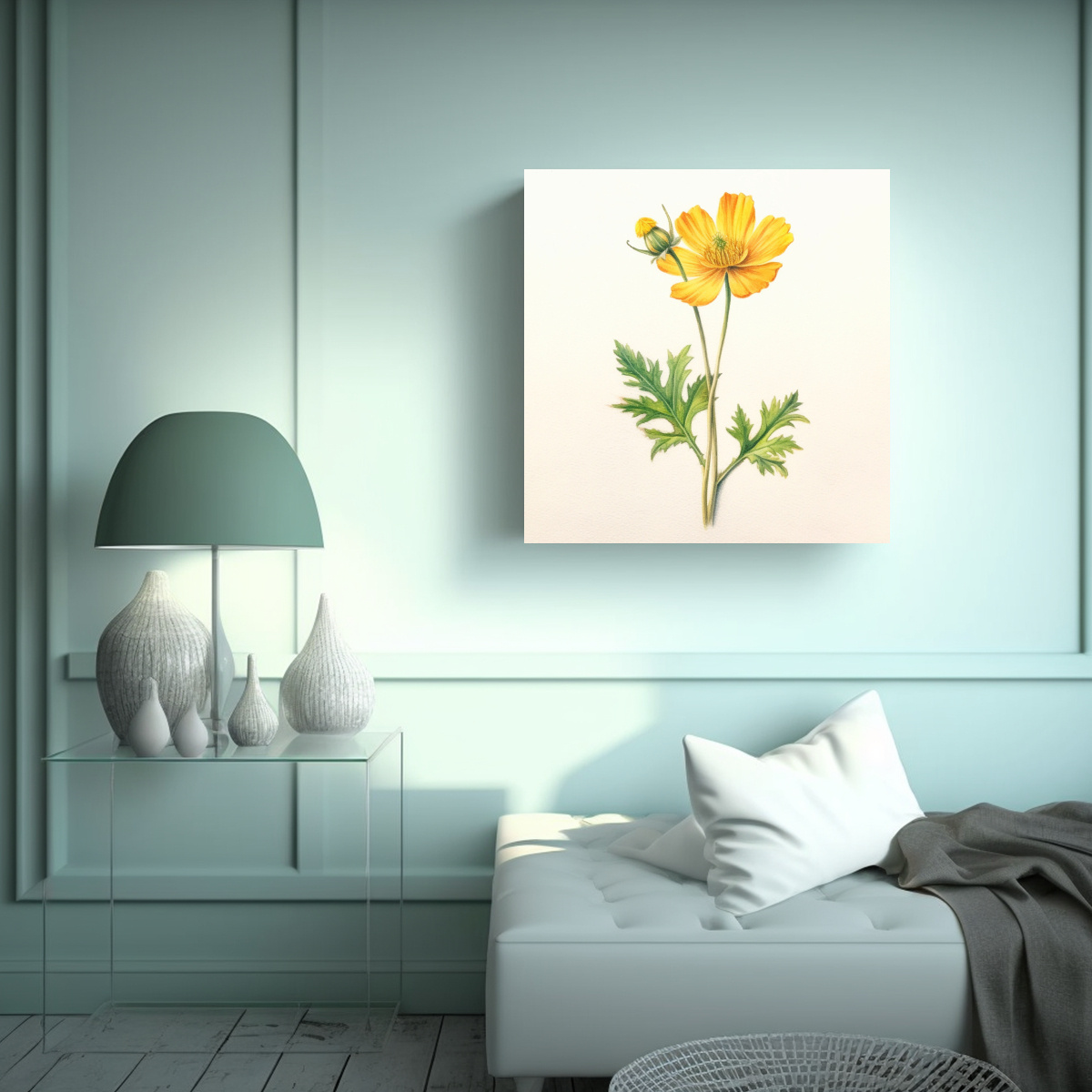 PINTURA ACUARELA FLOR SILVESTRE DISEÑO VITALIDAD 30X30 CM - 2