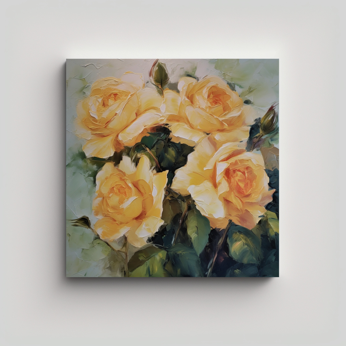 COMPOSICIÓN MODERNA DE LIEBRE Y ROSAS DE DURAZNO 90X90 CM - 1