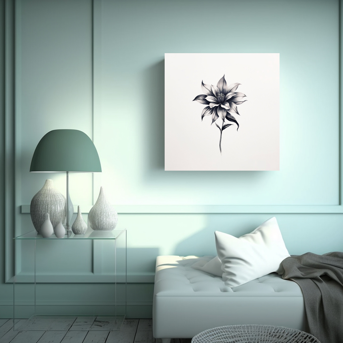 ELEGANCIA REALISTA TINTA DIBUJO FLOR ESTILO 40X40 CM - 2