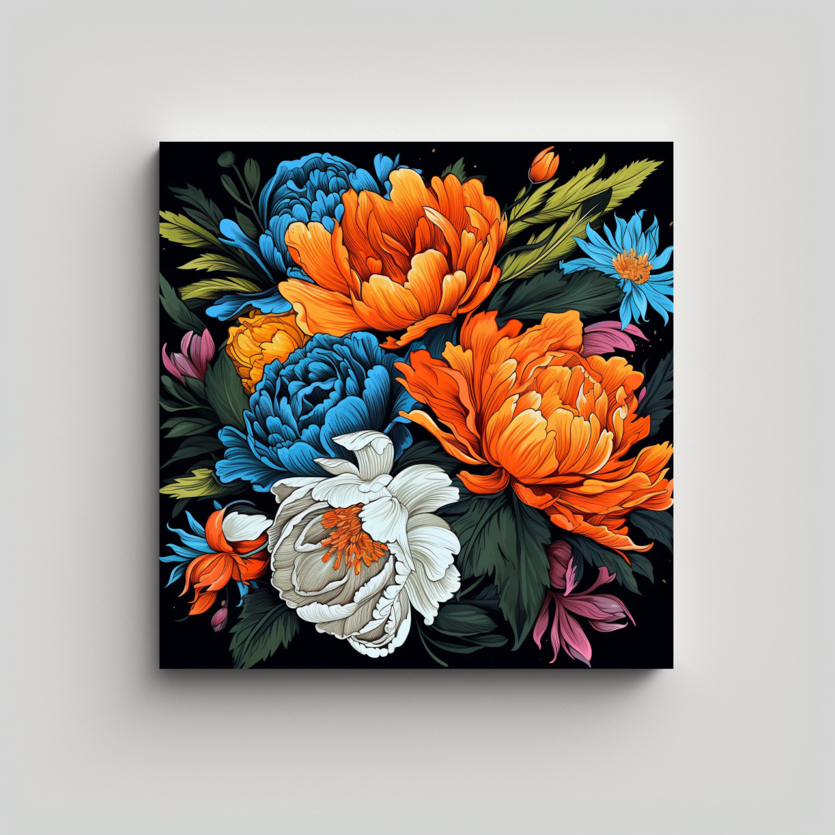 PINTURA EQUILIBRADA INVERNAL FLORES POP ART 100X100 CM - 1