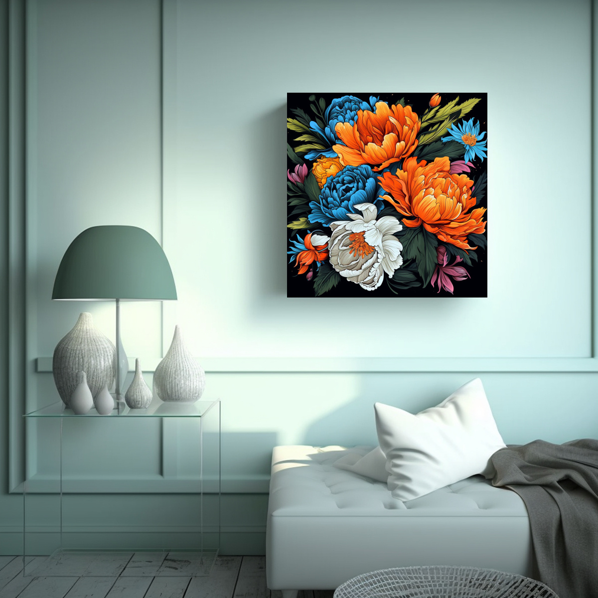 PINTURA EQUILIBRADA INVERNAL FLORES POP ART 100X100 CM - 2