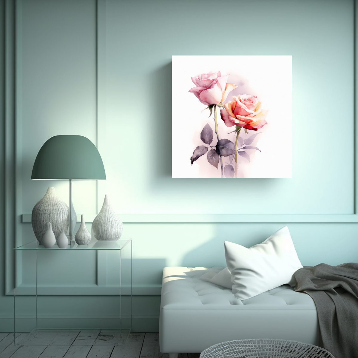 TEXTURA CORREIA ACUARELA ROSAS EMERGIENDO FONDO 70X70 CM - 2