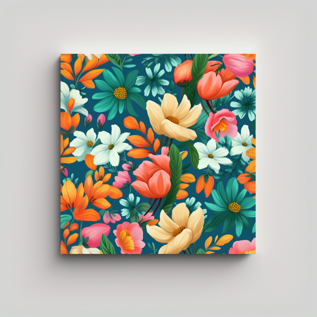 PATRÓN DE FLORES ABSTRACTAS CUADRO REGALO ALEGRE 100X100 CM - 1