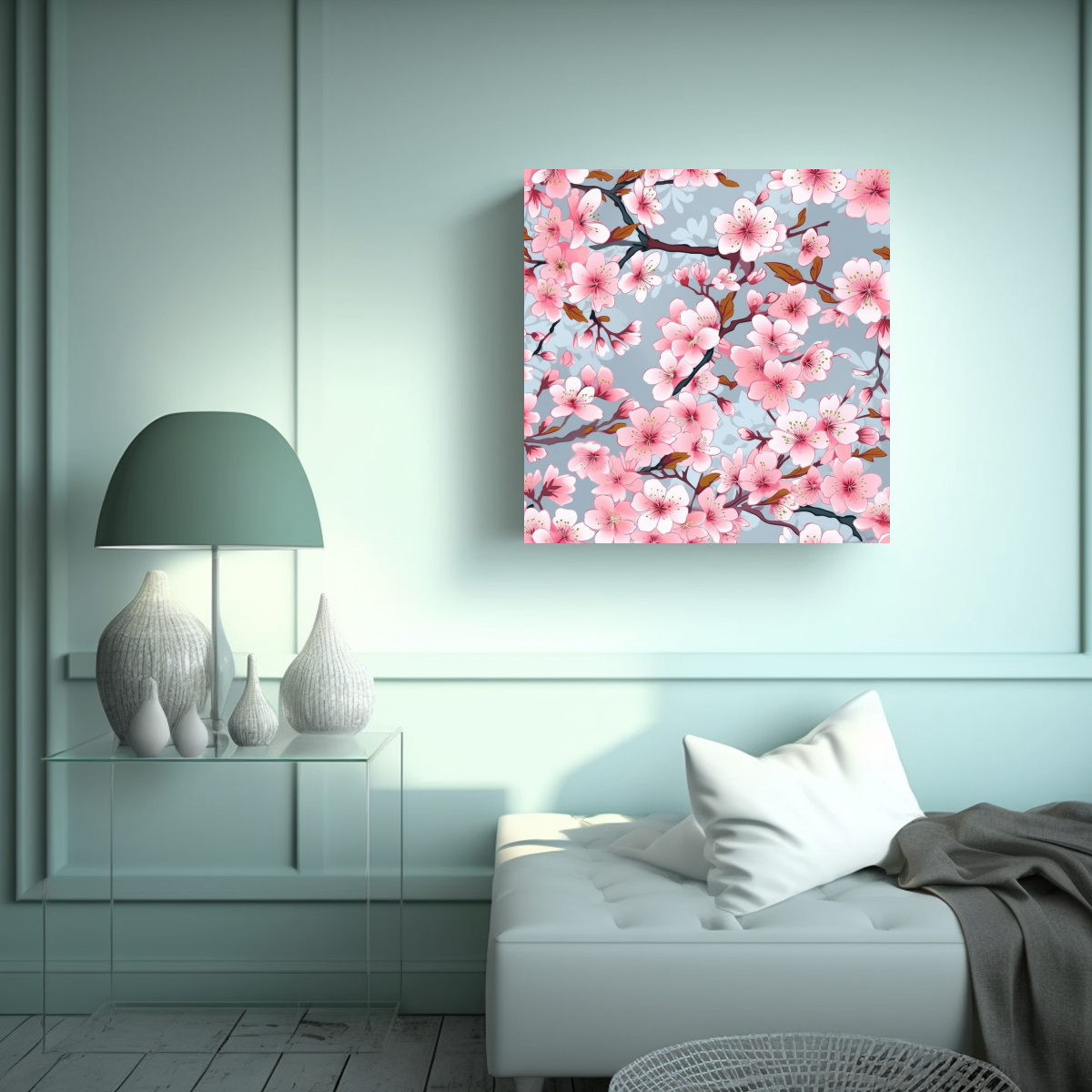 DISEÑO MODERNO CUADRO CEREZO FLORES DETALLE 100X100 CM - 2