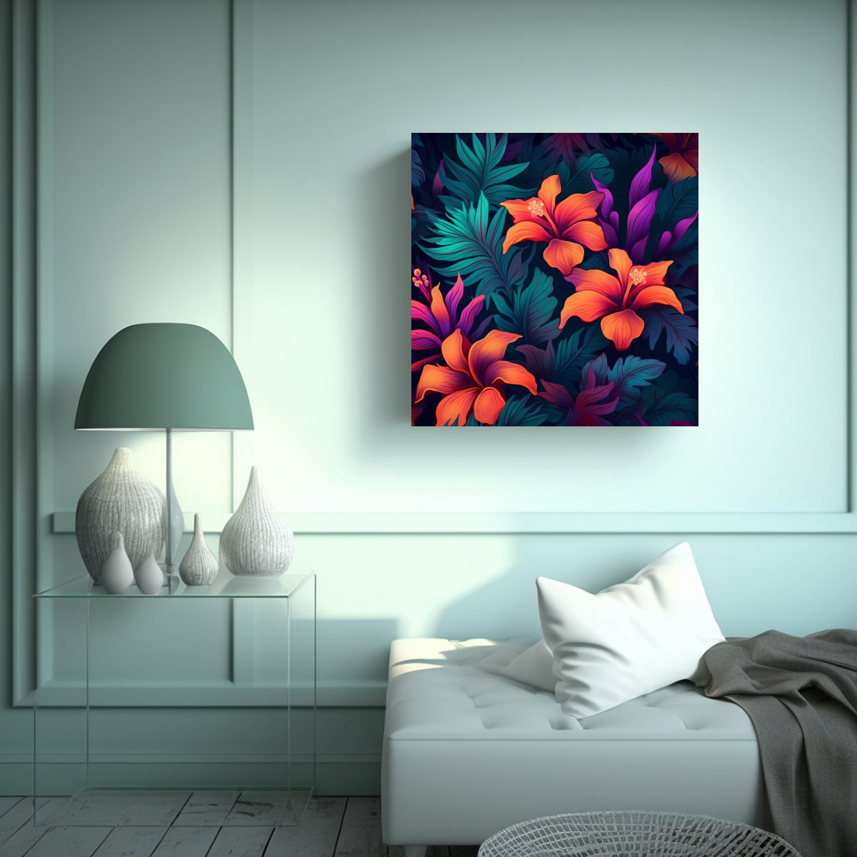 MINIMALISMO TROPICAL MODERNO TELA EN BASTIDOR 20X20 CM - 2