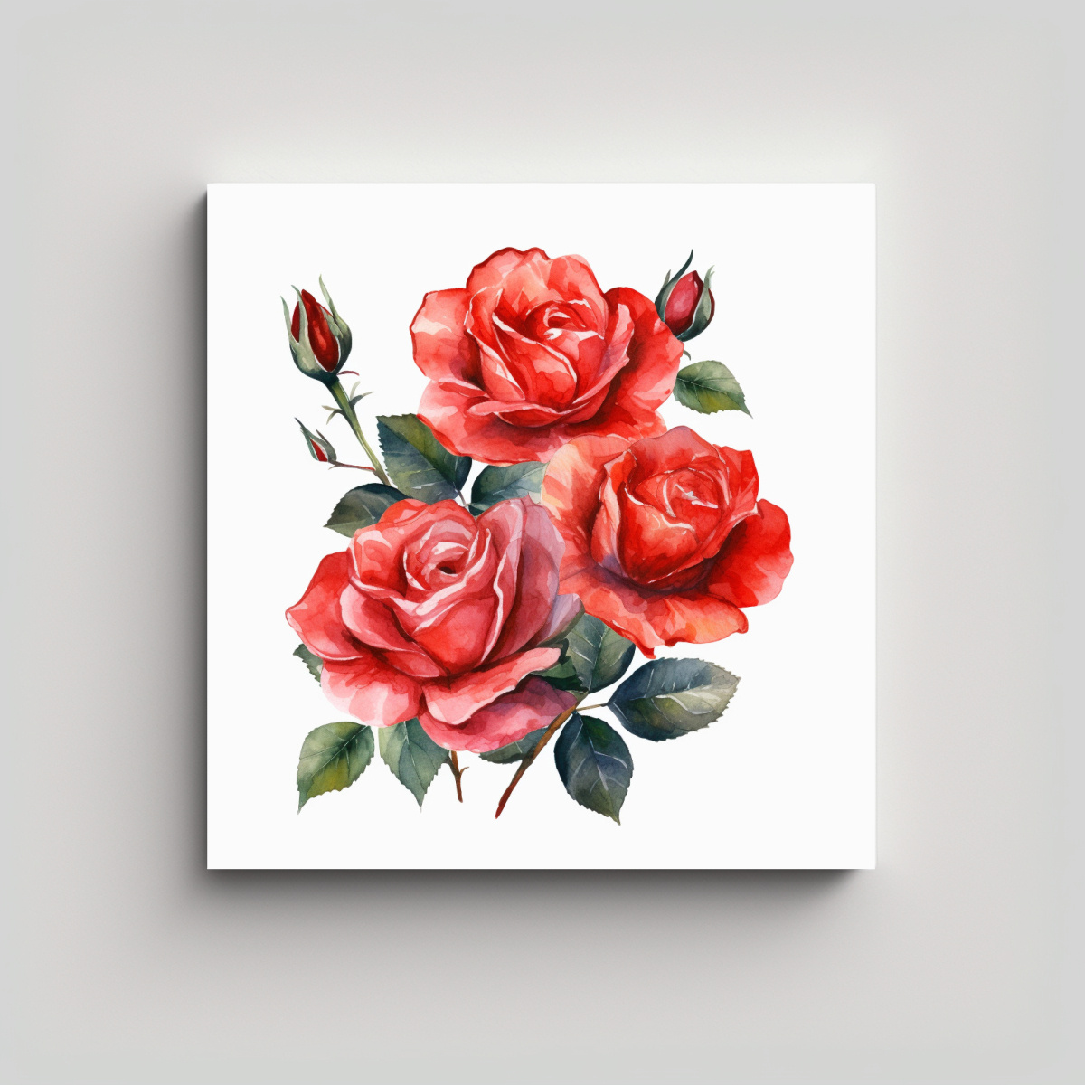 ARTE MAJESTUOSO DE ROSAS ROJAS ACUARELA CLIPART 20X20 CM - 1