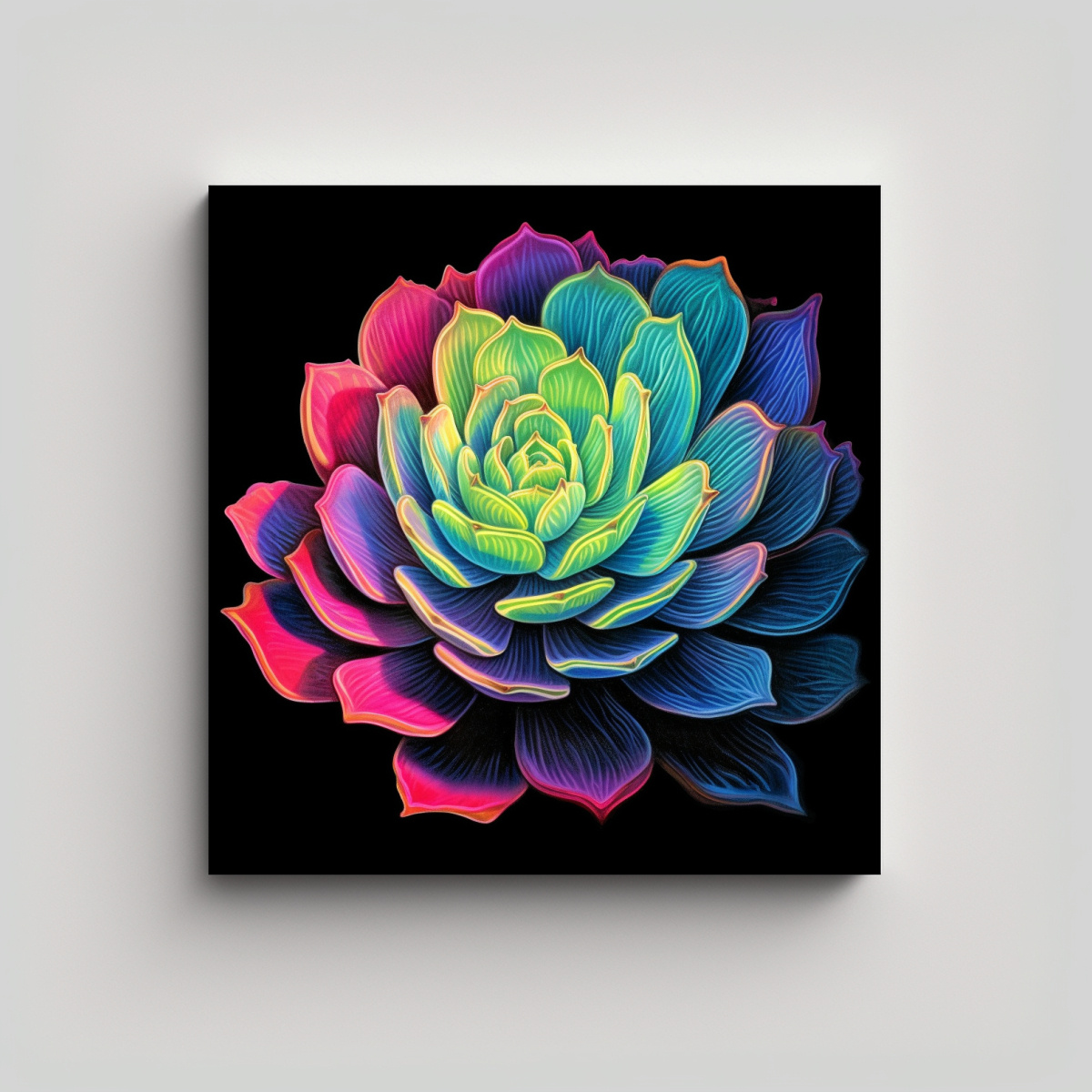 PINTURA NEON OFICINA DE PLANTA SUCULENTA 30X30 CM - 1