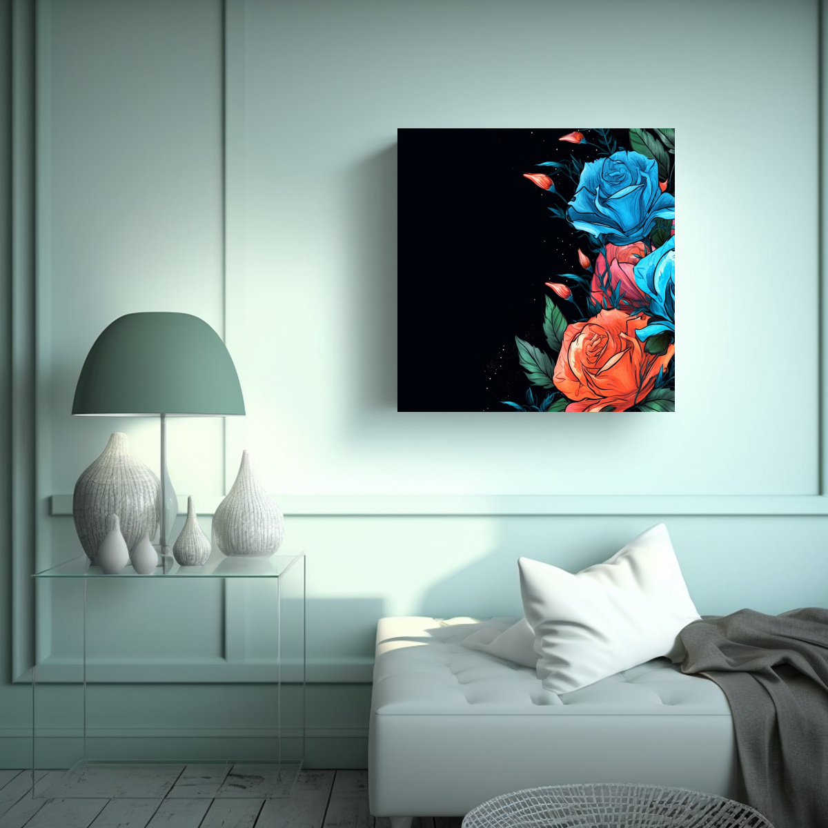 CONCEPTO CANVA EXPOSICIÓN, ROSAS AZULES 40X40 CM - 2