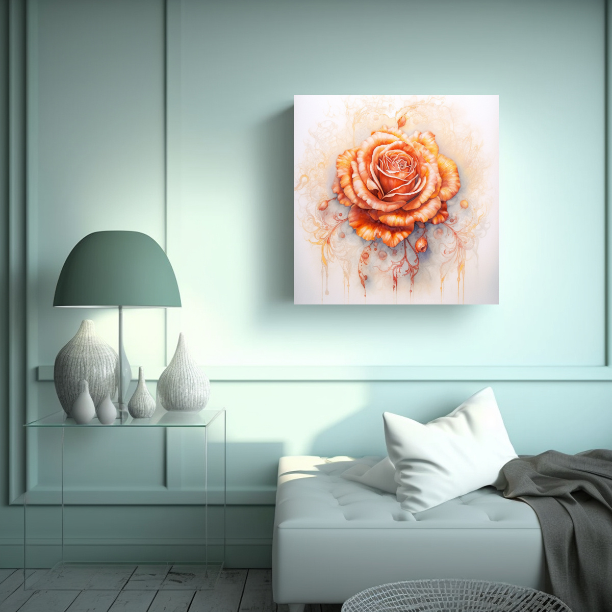 ARTE METAFÍSICO LIENZO ROSA DETALLADA ESTILO 40X40 CM - 2