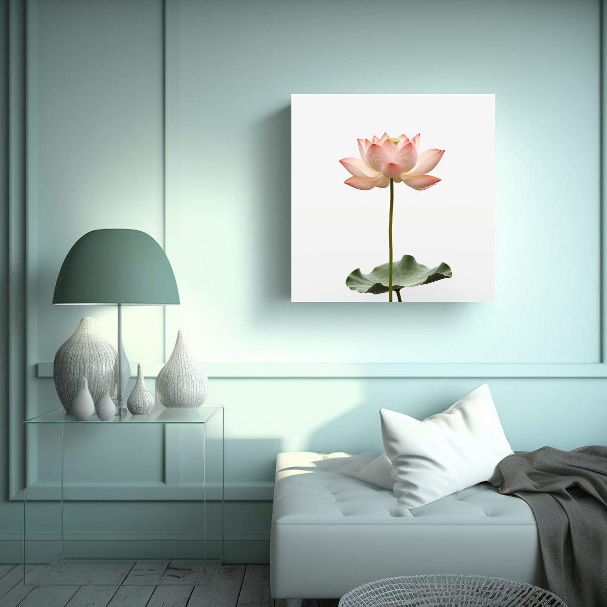 LOTO ELEGANTE DE LARGA VÁSTAGO EN FONDO BLANCO 60X60 CM - 2