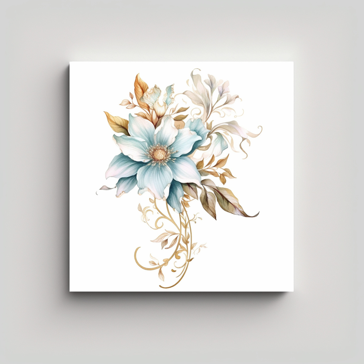 PINTURA DECORATIVA BOHO GRANDE FLOR CON PEQUEÑO 60X60 CM - 1