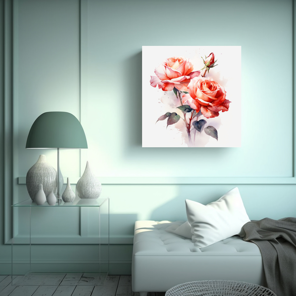 LIENZO CORREIA MODERNO LLAMATIVO CON ROSAS 30X30 CM - 2