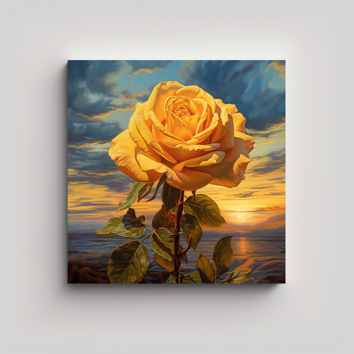 CUADRO GRANDE AMARILLO ROSA INSPIRACIÓN PODER 100X100 CM - 1