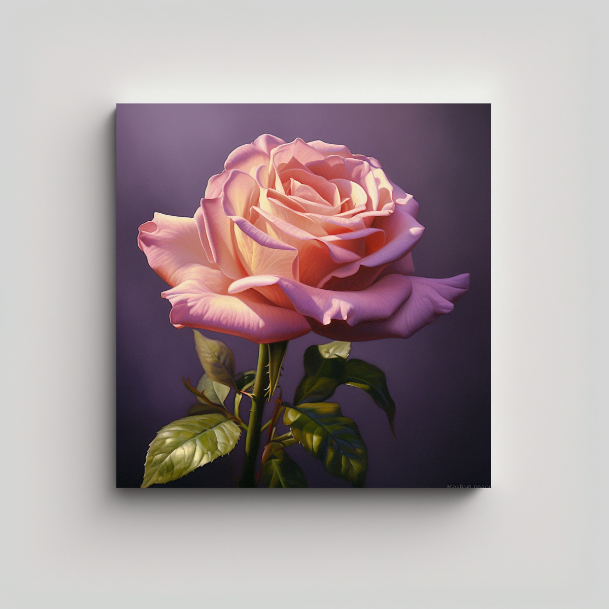 ROSA ABIERTA EN ÓLEO REALISTA LIENZO DECORATIVO 40X40 CM - 1