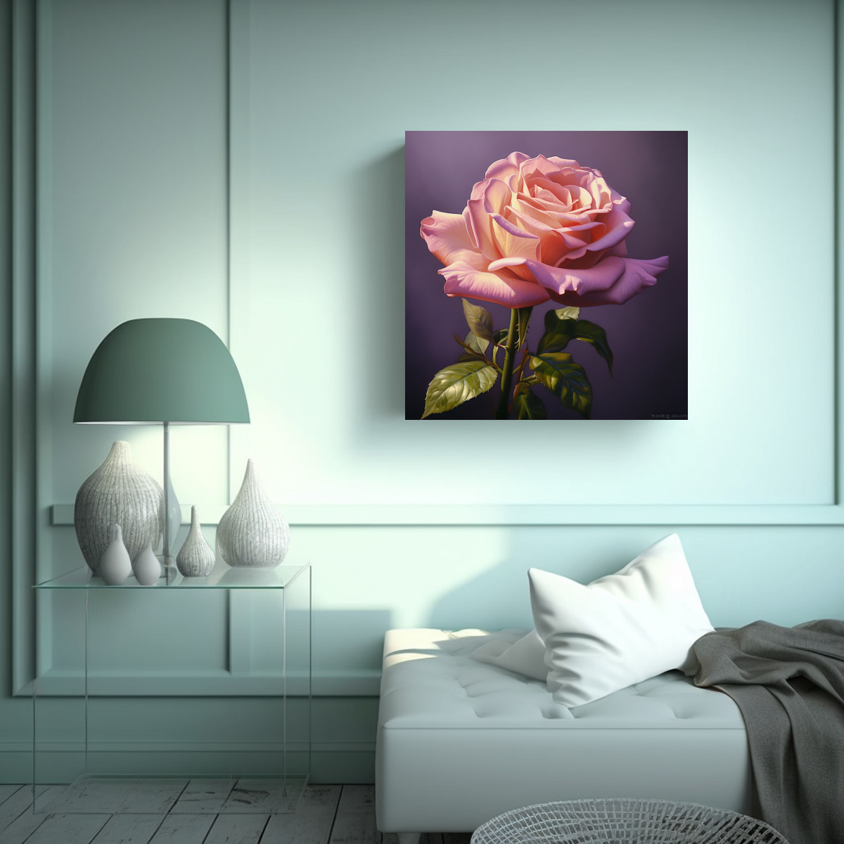 ROSA ABIERTA EN ÓLEO REALISTA LIENZO DECORATIVO 40X40 CM - 2