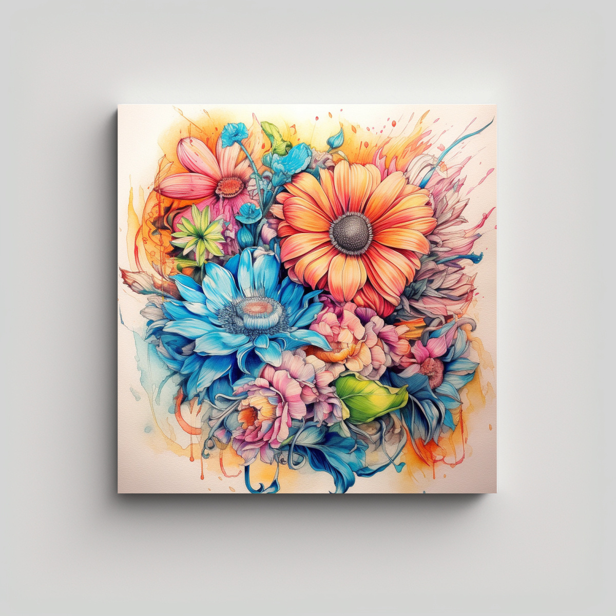 ARTE FLORAL DIBUJO A LÁPIZ CANVA AYXP14400 70X70 CM - 1
